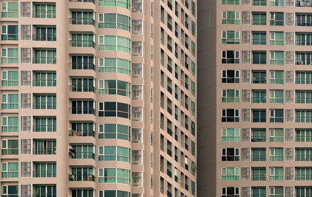 Windows of multi-storey building, close-up
