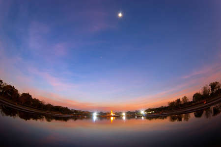 Pool in the Buddhist. Buddhist garden. Places of religious activities of Buddhist