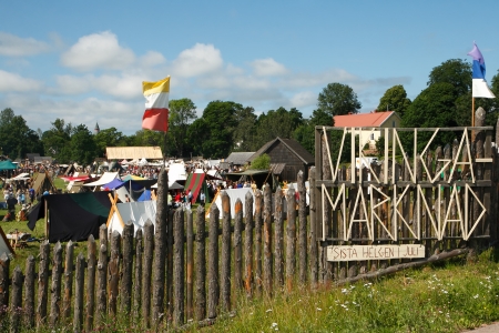 Vikings camp on the Aland Islands at the "Viking market", Kvarnbo, Saltvikのeditorial素材