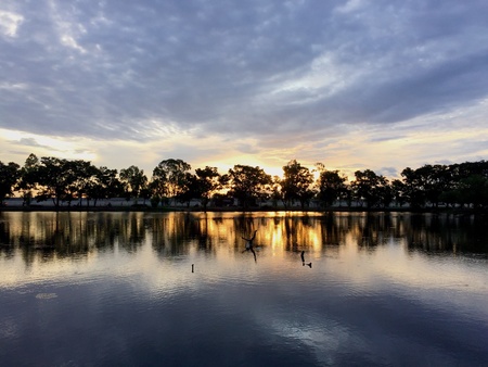 Sunset in lake