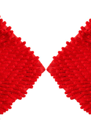 Red cloth mat in the room and office isolated on white background.の写真素材