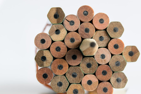 Pencils is an instrument for writing or drawing, consisting of a thin stick of graphite or a similar substance enclosed in a long thin piece of wood or fixed in a metal or plastic case.の写真素材