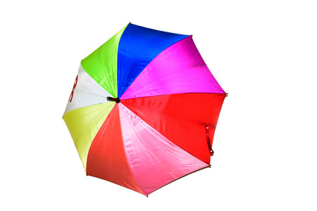 Colorful umbrellas isolated on white background.の写真素材