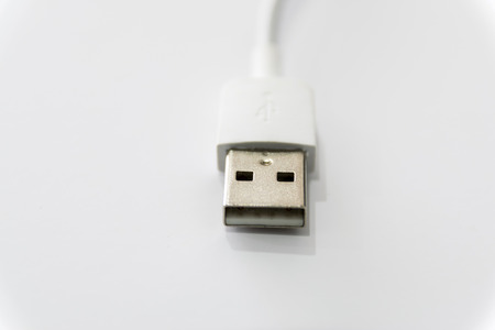 White USB connector isolated on white background.の写真素材