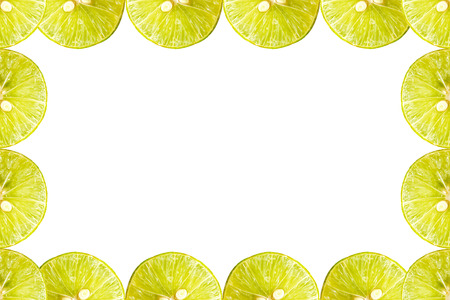Fresh sliced lemon frame texture background.の写真素材
