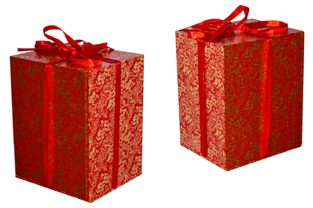 Red Gift Box isolated on white background.の写真素材