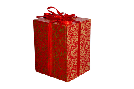 Red Gift Box isolated on white background.の写真素材
