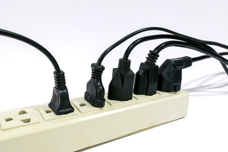 Group of male power plug isolated on white background.の写真素材