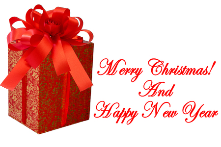 Red Gift Box isolated on white background.の写真素材