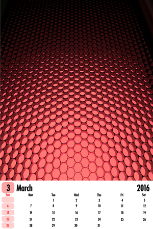 March 2016 calendar on LED color texture background.の写真素材
