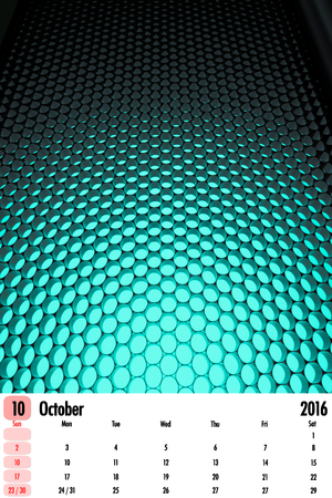 October 2016 calendar on LED color texture background.の写真素材