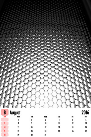 August 2016 calendar on LED color texture background.の写真素材