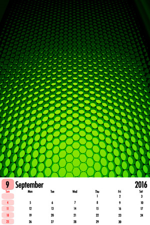 September 2016 calendar on LED color texture background.の写真素材