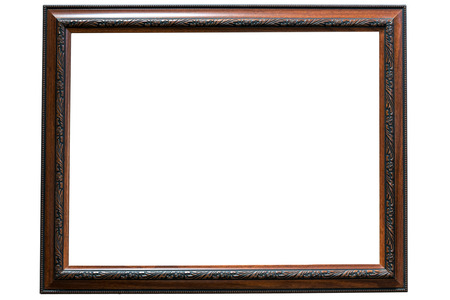 Wooden picture frame isolated on white background.の写真素材