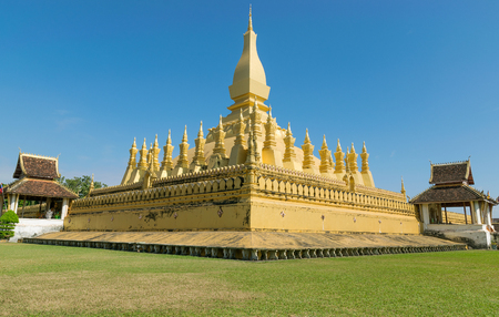 Pha That Luang the buddhist temple in Vientiane,Laos.の写真素材