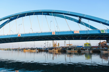 Seoul,Korea-January 2,2016: Bridge over river at fishing village in Korea.のeditorial素材