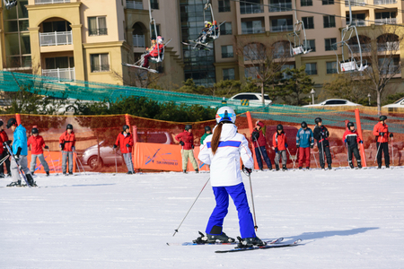 Gangwon-do,Korea-January 4,2016: Daemyung Vivaldi Park ski resorts, attractions, famous and popular in Korea.のeditorial素材