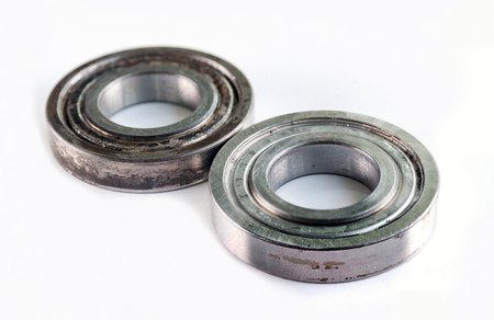 Bearings for parts of industrial machines on white background.の写真素材