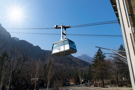 Cable car ride up to the mountains in Korea.のeditorial素材