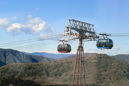 Cable car way to the mountains in Japan.のeditorial素材
