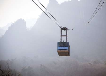 Cable car ride up to the mountains in Korea.のeditorial素材