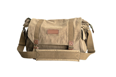 Camera brown bag isolated on white background.の写真素材