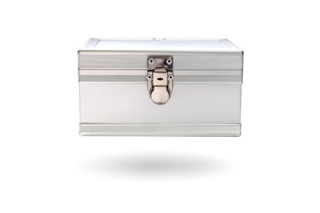 Aluminum silver toolbox isolated on white background.の写真素材