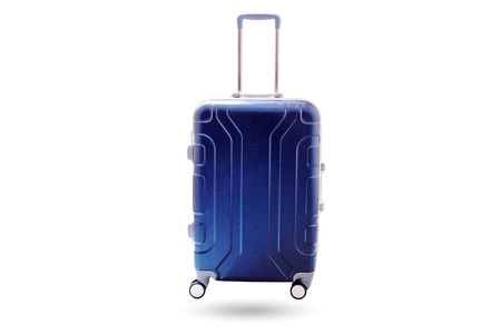 Blue suitcase isolated on white background.の写真素材