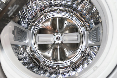 Closeup of inside the washing machine.の写真素材