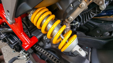 Motorcycle shock absorbers a device for absorbing jolts and vibrations, especially on a motor vehicle.の写真素材