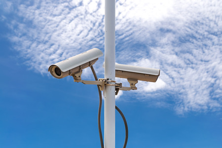 CCTV recording important events and a guard house and property.の写真素材