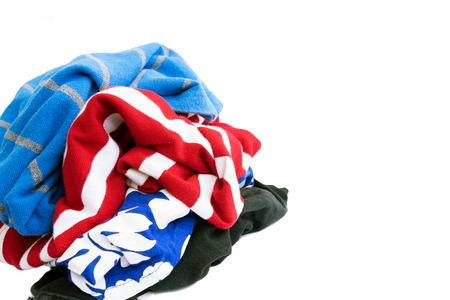 Used clothing is prepared to be washed isolated on white background.の写真素材