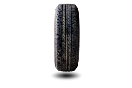 Old car tires isolated on white background.の写真素材