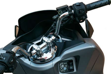 Closeup at the locking handle of the motorcycle.の写真素材