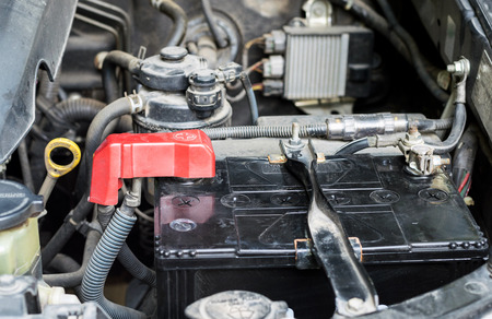 Closeup of the battery in a car.の写真素材