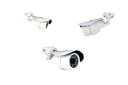 Group of security cameras (CCTV) or surveillance camera isolated on white background.の写真素材