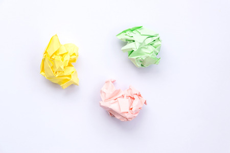 Colorful crumpled paper isolated on white background.の写真素材