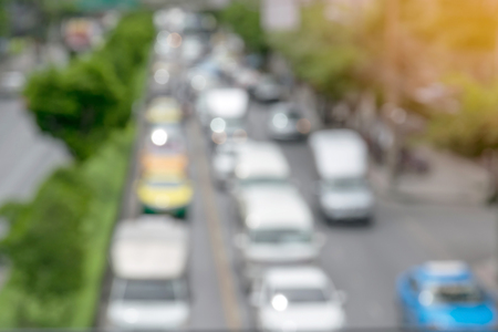 Blurred of traffic jam in rush hour time on city streets.の写真素材