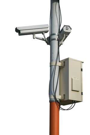 CCTV security camera isolated on white background.