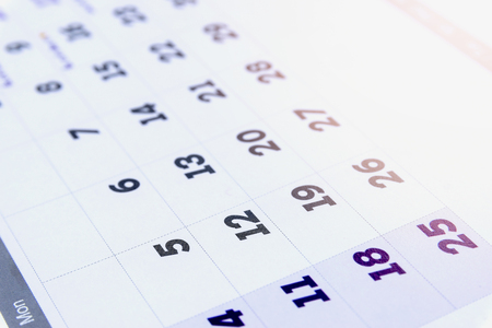 Closeup the number of the date on the calendar.の写真素材