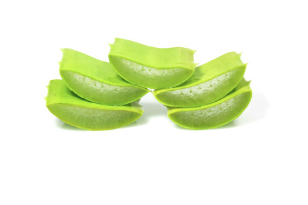 Closeup Aloe Vera leaves isolated on white background.の写真素材