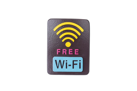 Colorful signs free Wi-Fi isolated on white background.の写真素材