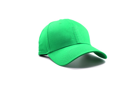 Closeup of the fashion green cap isolated on white background.の写真素材