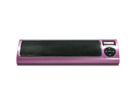 Wireless   loudspeaker, mp3 player and radio for computer notebook and smart phone on white background.の写真素材