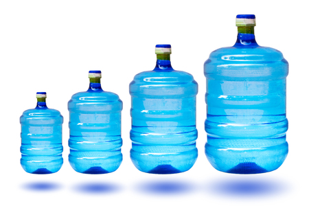 Group of water plastic bottle isolated on white background.の写真素材