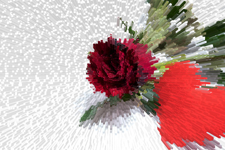 Heart shaped and red roses background for love and valentines day;Crystallize filter effect.の写真素材