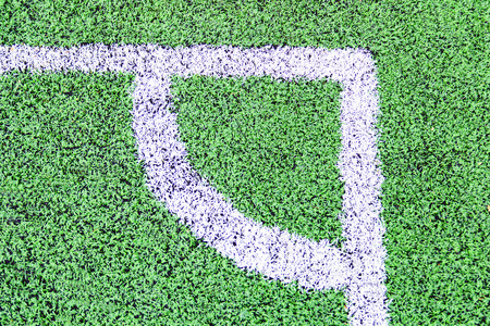 Closeup of the corner of the soccer field.の写真素材