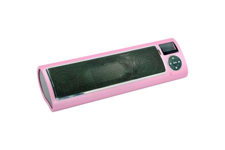 Wireless Bluetooth loudspeaker, mp3 player and radio for computer notebook and smart phone on white background.の写真素材