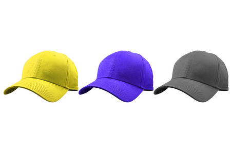 Colorful fashion caps isolated on white background.の写真素材