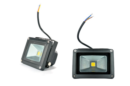 LED flood light outdoor isolated on white background.の写真素材